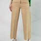 Ladies Easel Button Front Wide Leg Twill Trousers