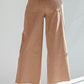 Ladies Easel Button Front Wide Leg Twill Trousers